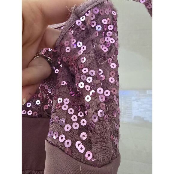 Girls Balera Dance Costume Long Purple Mauve Sequin Dress‎ Child Large - Picture 5 of 10
